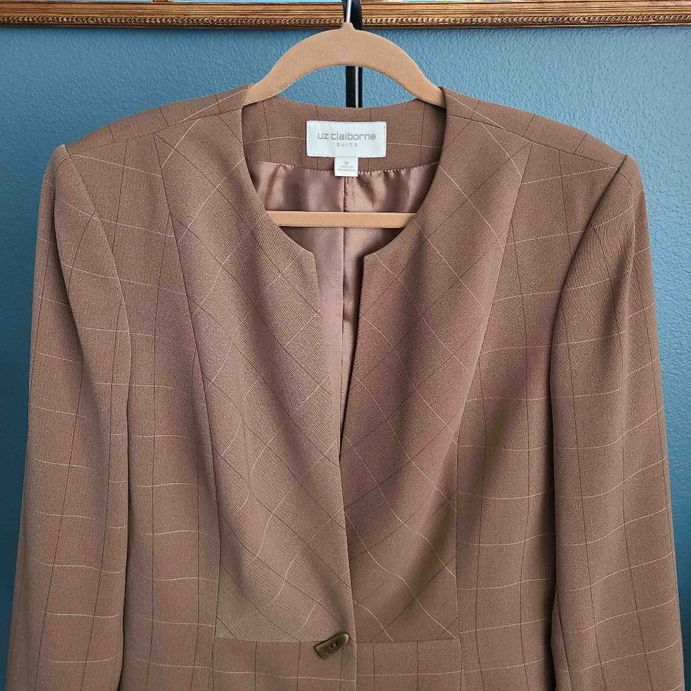 LIZ CLAIBORNE ~ Windowpane Check Blazer ~ Size 16 - Picture 3 of 8